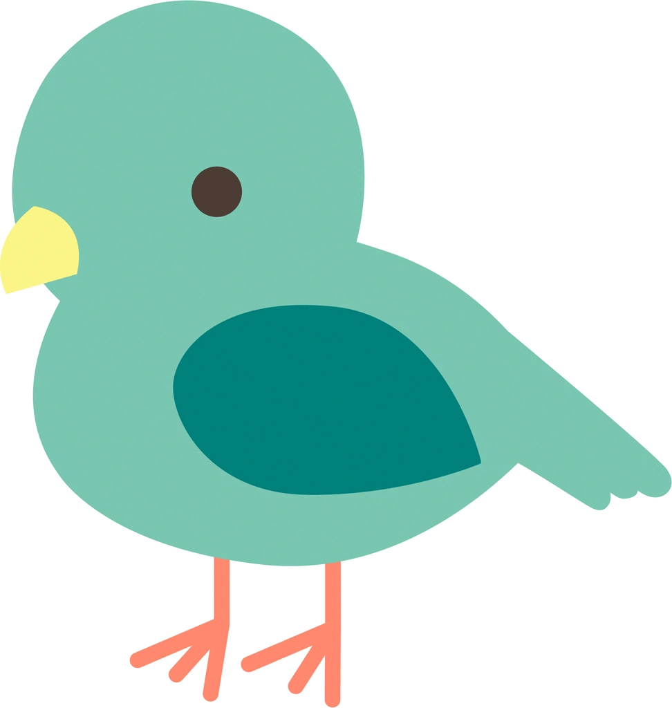 4種類の小鳥のイラストとベクター | 緑色