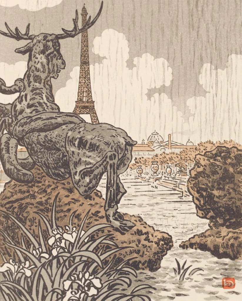 「エッフェル塔三十六景 フレミエの鹿の陰から（トロカデロ）」 アンリ・リヴィエール （1902年） | 4