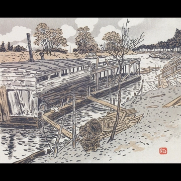 「エッフェル塔三十六景 バ・ムードンより、古い共同洗濯場」 アンリ・リヴィエール （1902年）