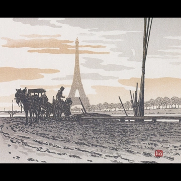 「エッフェル塔三十六景 パッシー河岸より、石炭商人」 アンリ・リヴィエール （1902年）