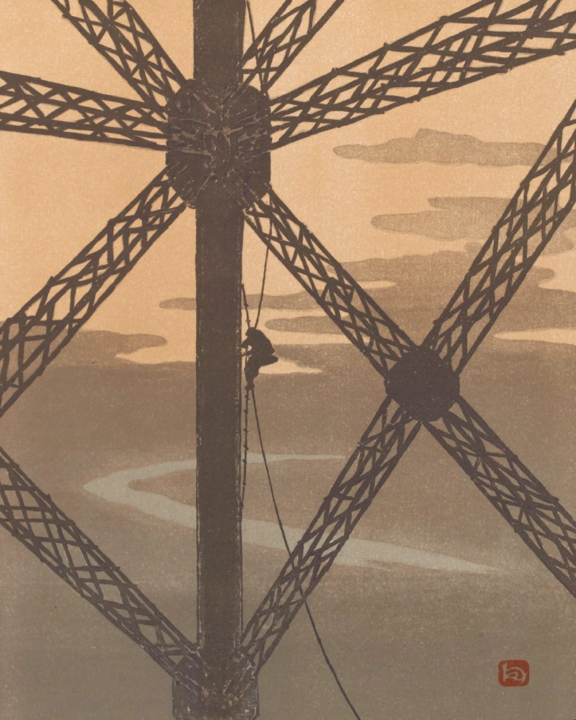 「エッフェル塔三十六景 塔の塗装工」 アンリ・リヴィエール （1902年） | 4