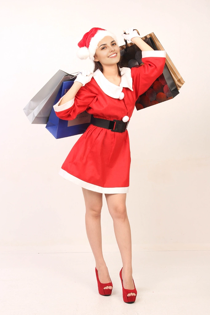 5種類の爆買いしたサンタ衣装の女性のポートレート写真 | 外国人女性 ＃2 （顔 AI加工）