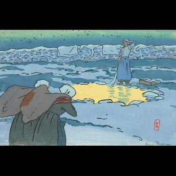 「ブルターニュ風景 オ＝トレストゥラウの洗濯場」 アンリ・リヴィエール （1891年）