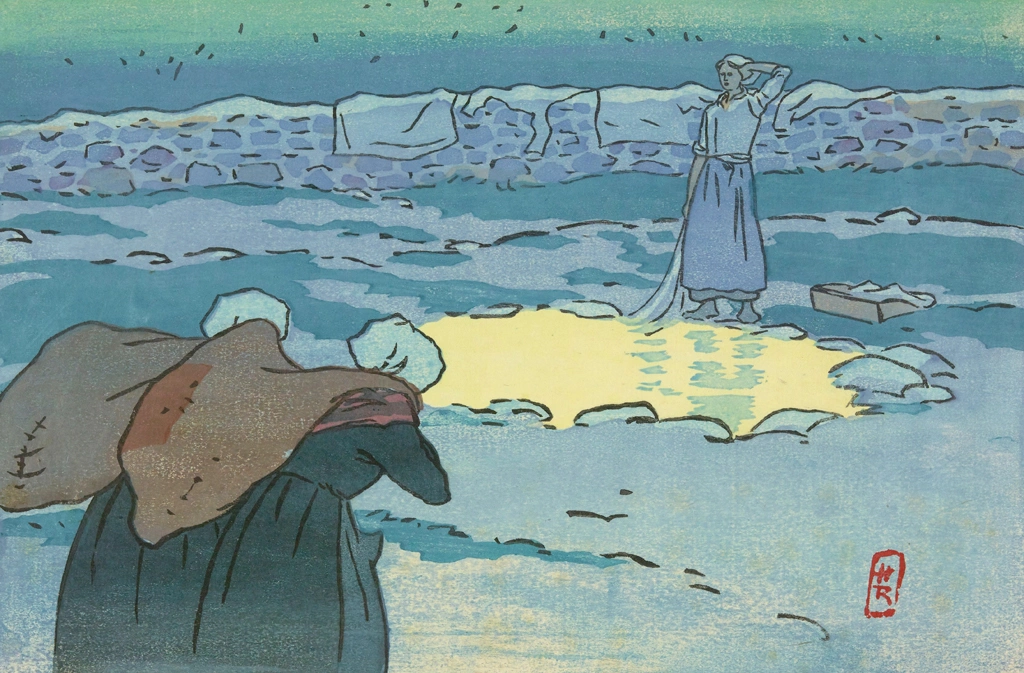「ブルターニュ風景 オ＝トレストゥラウの洗濯場」 アンリ・リヴィエール （1891年） | 2