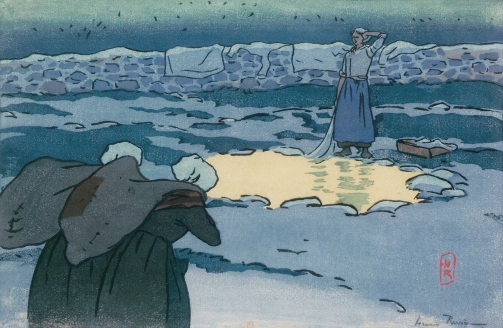 「ブルターニュ風景 オ＝トレストゥラウの洗濯場」 アンリ・リヴィエール （1891年） | フランスの浮世絵師 アンリ・リヴィエール展より