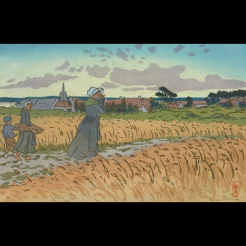 「ブルターニュ風景 ペロス＝ギレック村」 アンリ・リヴィエール （1891年）