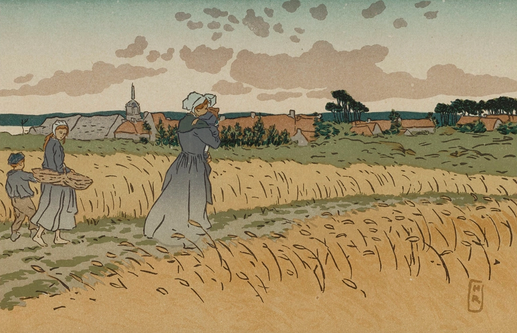 「ブルターニュ風景 ペロス＝ギレック村」 アンリ・リヴィエール （1891年） | 2