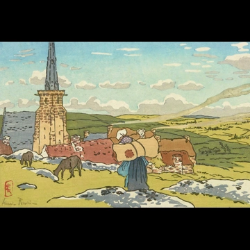 「ブルターニュ風景 ノートル＝ダム・ドラ・クラルテ教会」 アンリ・リヴィエール （1891年）