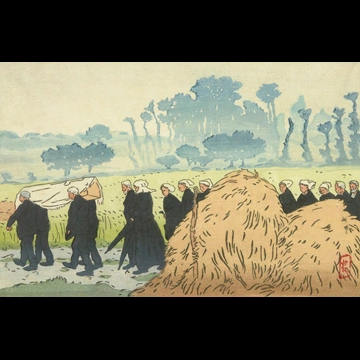 「ブルターニュ風景 トレストゥラウでの埋葬」 アンリ・リヴィエール （1891-1914年）