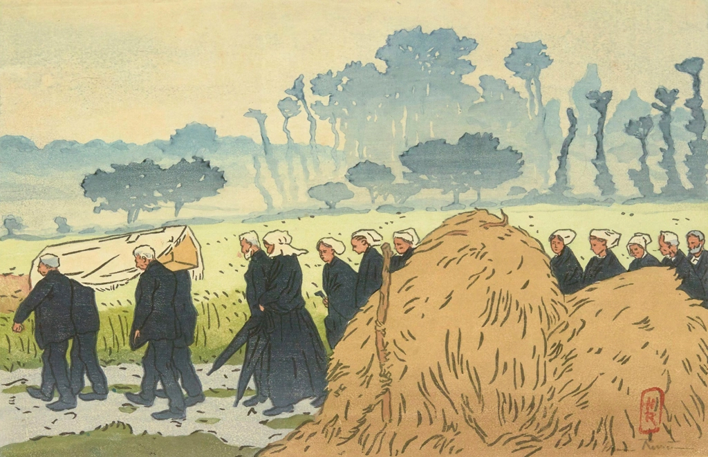 「ブルターニュ風景 トレストゥラウでの埋葬」 アンリ・リヴィエール （1891-1914年） | 3