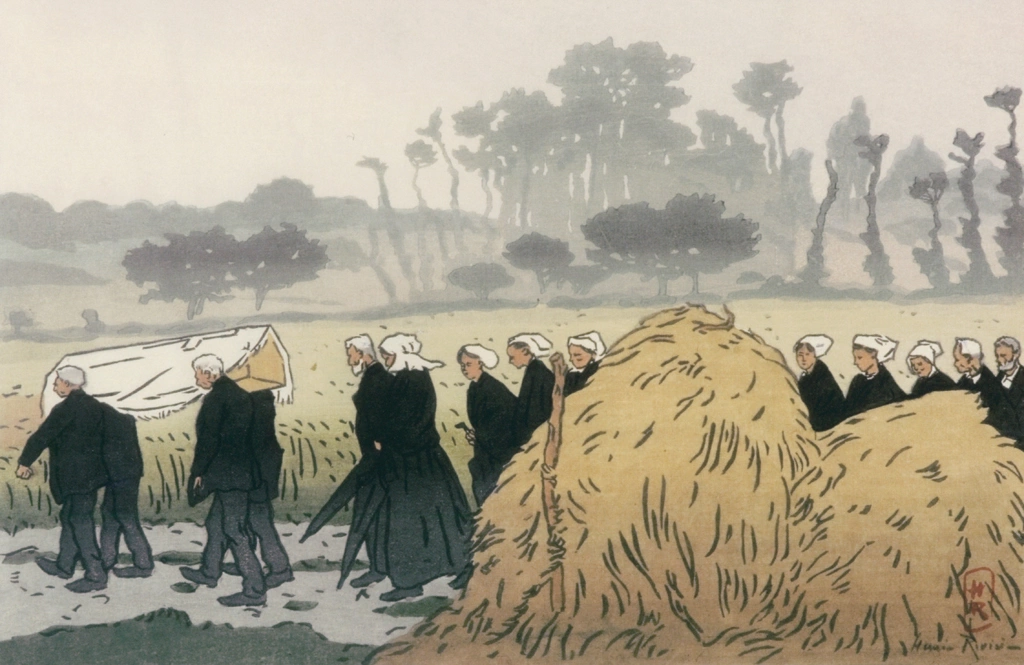 「ブルターニュ風景 トレストゥラウでの埋葬」 アンリ・リヴィエール （1891-1914年） | フランスの浮世絵師 アンリ・リヴィエール展より