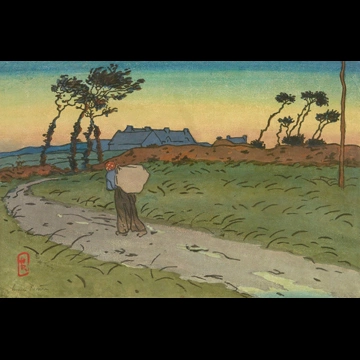 「ブルターニュ風景 ガルド＝ゲラン農場（サン＝ブリアック）」 アンリ・リヴィエール （1890年）