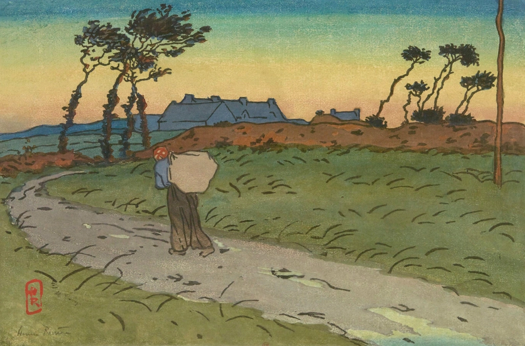 「ブルターニュ風景 ガルド＝ゲラン農場（サン＝ブリアック）」 アンリ・リヴィエール （1890年） | 1