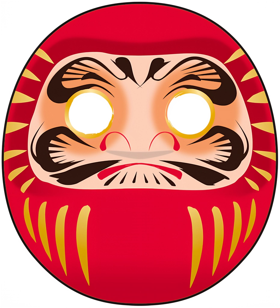 6種類の目が入ってないだるまのイラスト | 赤色