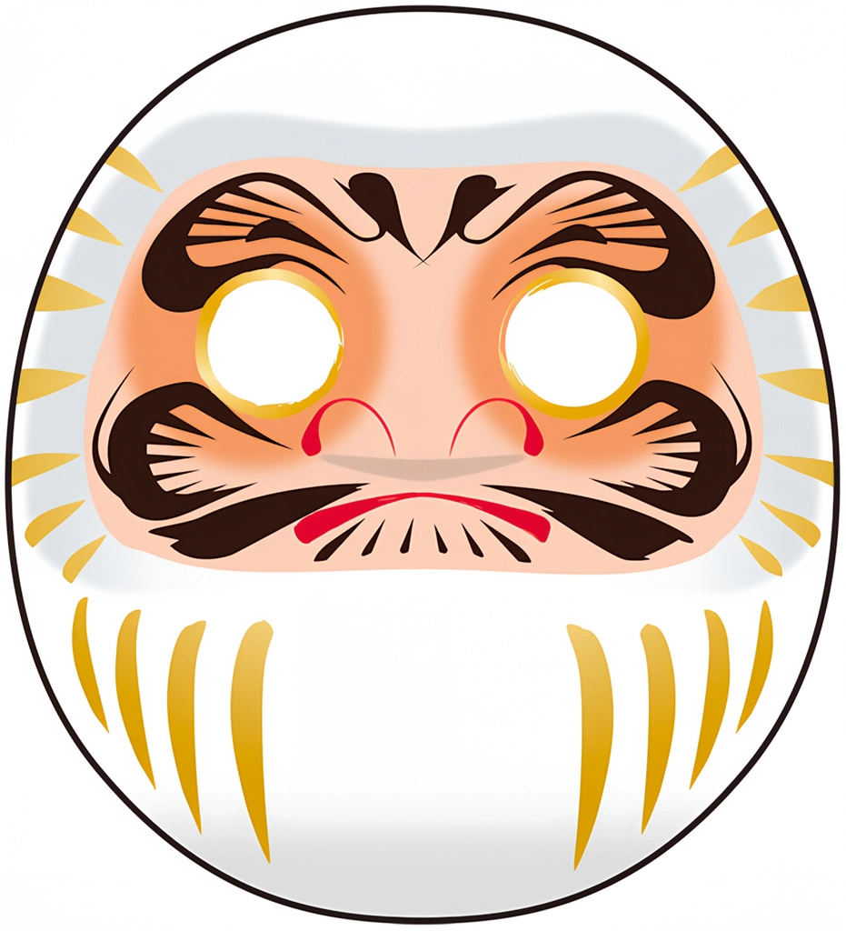 6種類の目が入ってないだるまのイラスト | 白色