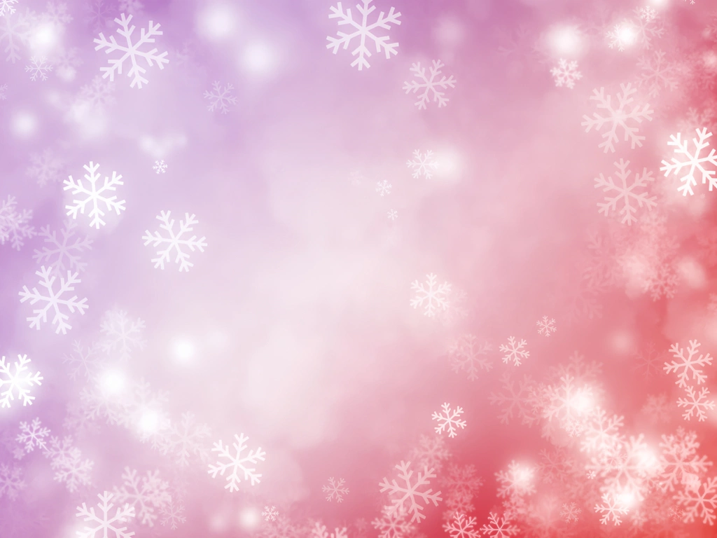 4種類の雪の結晶の背景イラスト | ピンク色