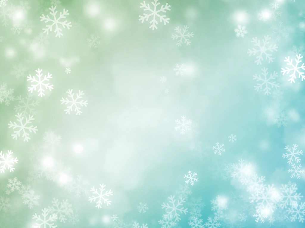4種類の雪の結晶の背景イラスト | 緑色と青色