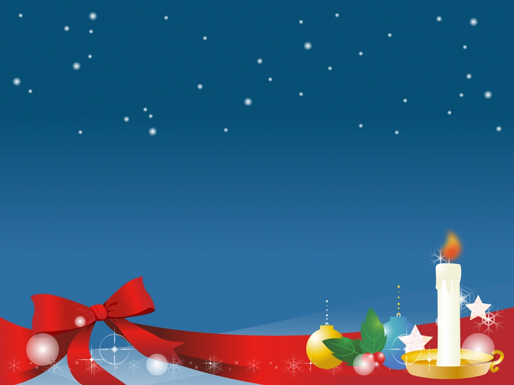 3種類の雪とリボンとキャンドルのクリスマス背景のイラストとベクター | 青色