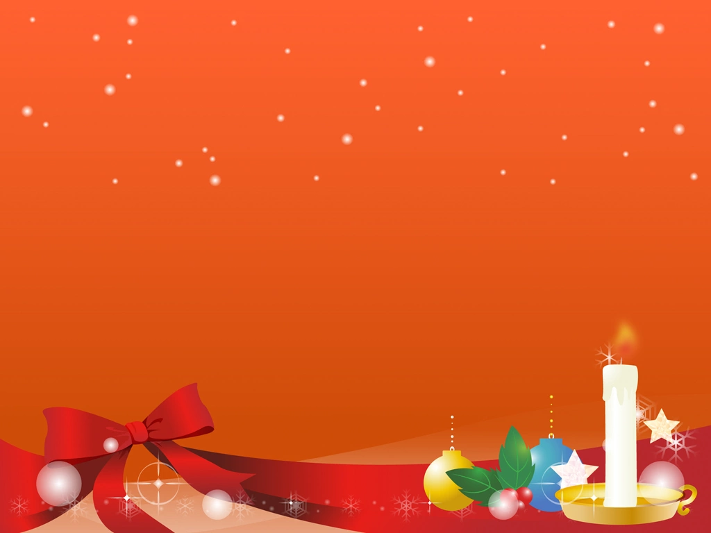 3種類の雪とリボンとキャンドルのクリスマス背景のイラストとベクター | オレンジ色