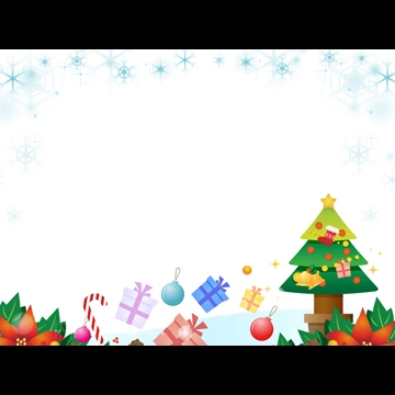 3種類の雪の結晶やツリーやプレゼントなどのクリスマス背景のイラストとベクター