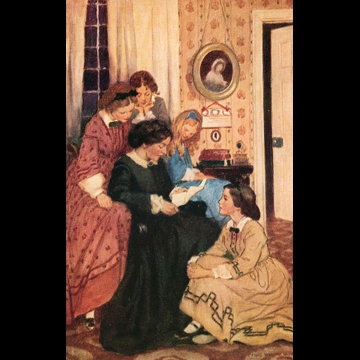 「若草物語 挿絵 #1 （彼女らは皆、火のそばに集まった）」 ジェシー・ウィルコックス・スミス