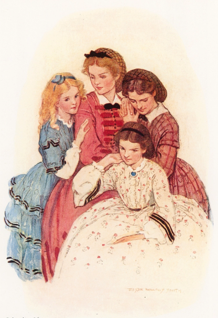 「若草物語 挿絵 #3 （メグとジョーとベスとエイミー）」 ジェシー・ウィルコックス・スミス | Jessie Willcox Smith: American Illustratorより