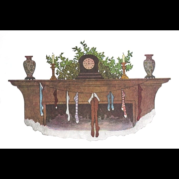 「クリスマスのまえのばん 挿絵 #1 （暖炉の下には靴下ぶらりん）」 ジェシー・ウィルコックス・スミス