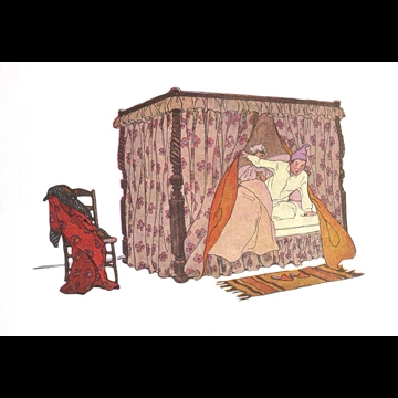 「クリスマスのまえのばん 挿絵 #3 （外から物音が聞こえてきたから 僕は跳び起きて確かめに行ったんだ）」 ジェシー・ウィルコックス・スミス