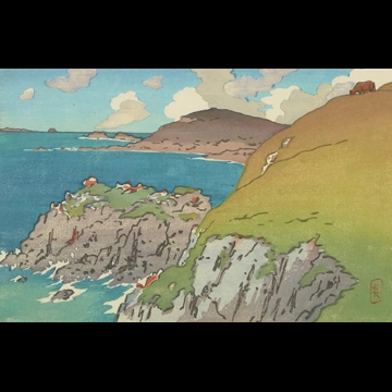 「ブルターニュ風景 ポワント・ド・ラ・アイユ（サン＝ブリアック）」 アンリ・リヴィエール （1890年）