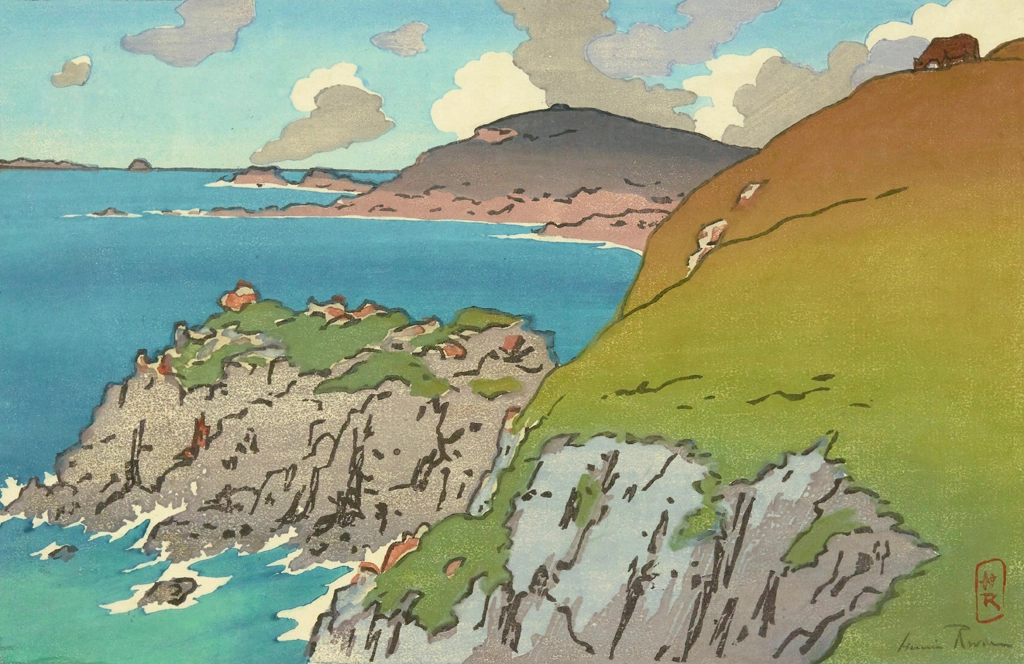 「ブルターニュ風景 ポワント・ド・ラ・アイユ（サン＝ブリアック）」 アンリ・リヴィエール （1890年） | 2