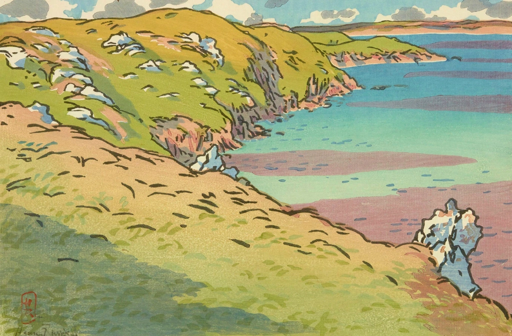 「ブルターニュ風景 ラ・フレネイ湾（サン＝カスト）」 アンリ・リヴィエール （1891年） | 1