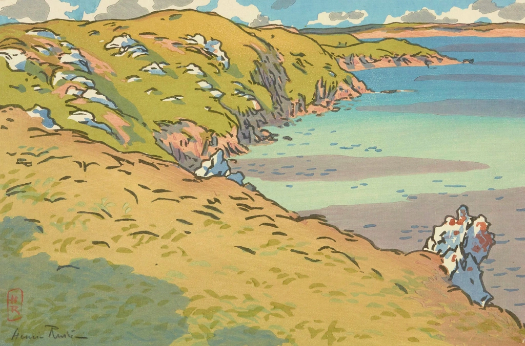 「ブルターニュ風景 ラ・フレネイ湾（サン＝カスト）」 アンリ・リヴィエール （1891年） | 2