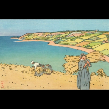 「ブルターニュ風景 ラネイ湾（ロギヴィ）」 アンリ・リヴィエール （1891年）