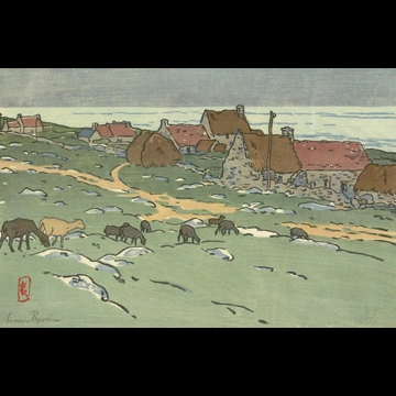 「ブルターニュ風景 クラテールの高原（プルマナック）」 アンリ・リヴィエール （1891年）