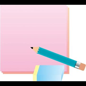 4種類の鉛筆と消しゴムとメモ用紙のイラストとベクター