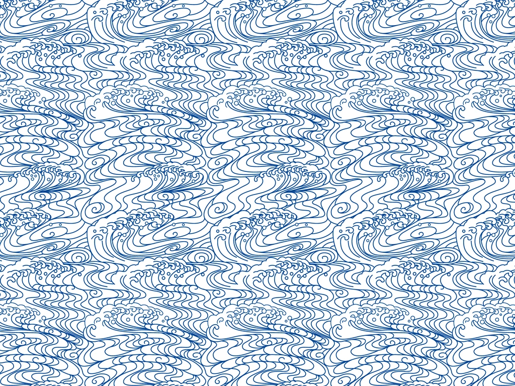 5種類の波柄の背景イラストとベクター | 白色と青色
