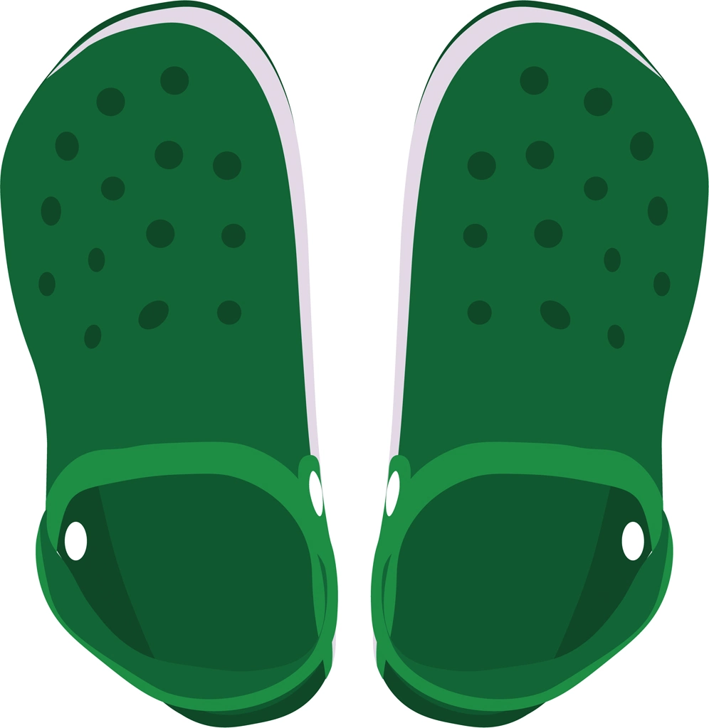 3種類のラバーサンダルのイラストとベクター | グリーン
