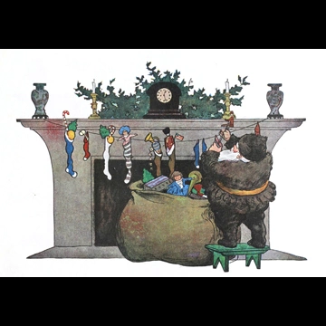 「クリスマスのまえのばん 挿絵 #9 （サンタクロースはふっくらふとった陽気な年寄りエルフ）」 ジェシー・ウィルコックス・スミス