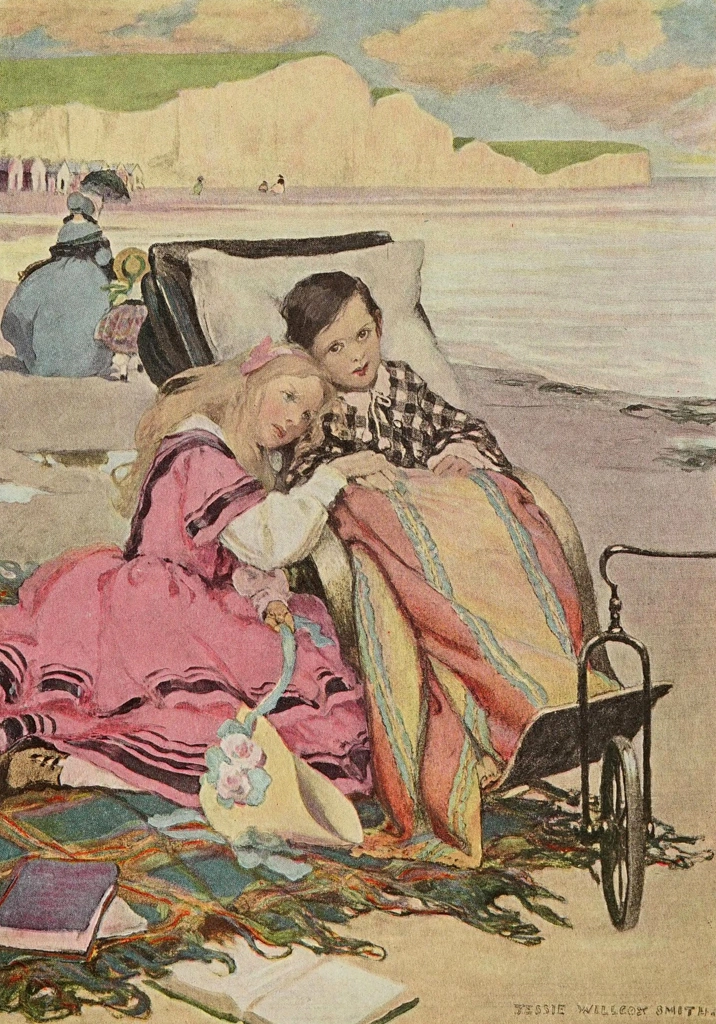 「ブライトンのビーチにいるポール・ジュニアとフローレンス （ドンビー父子）」 ジェシー・ウィルコックス・スミス | ディケンズの子供たちより