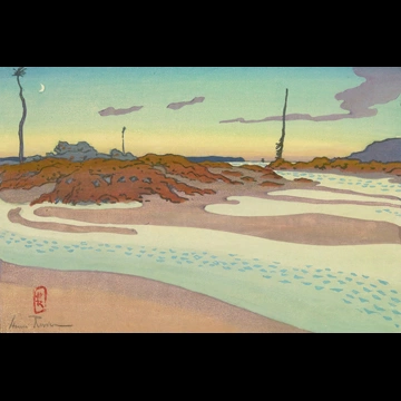 「ブルターニュ風景 灯台：河口、チェリュエット、そして夕暮れのリング（サン＝ブリアック）」 アンリ・リヴィエール （1890年）