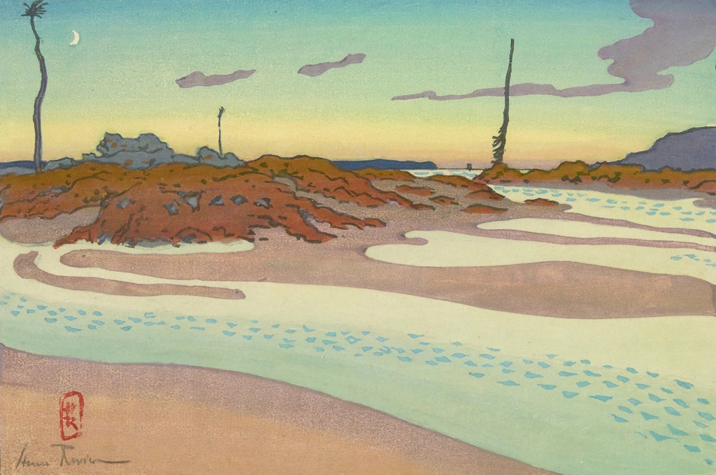 「ブルターニュ風景 灯台：河口、チェリュエット、そして夕暮れのリング（サン＝ブリアック）」 アンリ・リヴィエール （1890年） | 1