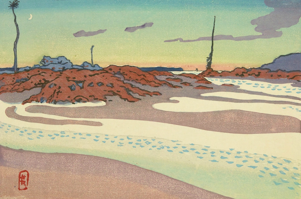 「ブルターニュ風景 灯台：河口、チェリュエット、そして夕暮れのリング（サン＝ブリアック）」 アンリ・リヴィエール （1890年） | 2