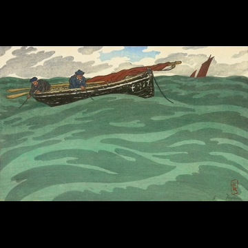 「ブルターニュ風景 海の漁師たち（サン＝ブリアック）」 アンリ・リヴィエール （1892-1914年）