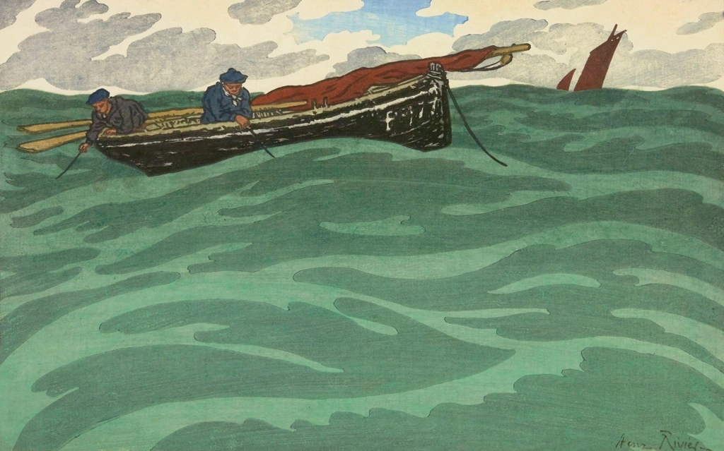 「ブルターニュ風景 海の漁師たち（サン＝ブリアック）」 アンリ・リヴィエール （1892-1914年） | 2