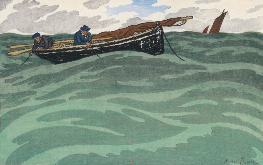 「ブルターニュ風景 海の漁師たち（サン＝ブリアック）」 アンリ・リヴィエール （1892-1914年） | フランスの浮世絵師 アンリ・リヴィエール展より