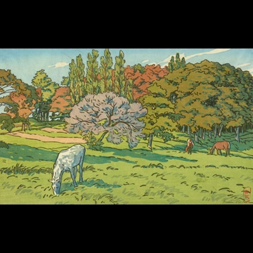 「ブルターニュ風景 ベレの小さな森（ドゥアルヌネ）」 アンリ・リヴィエール （1892年）