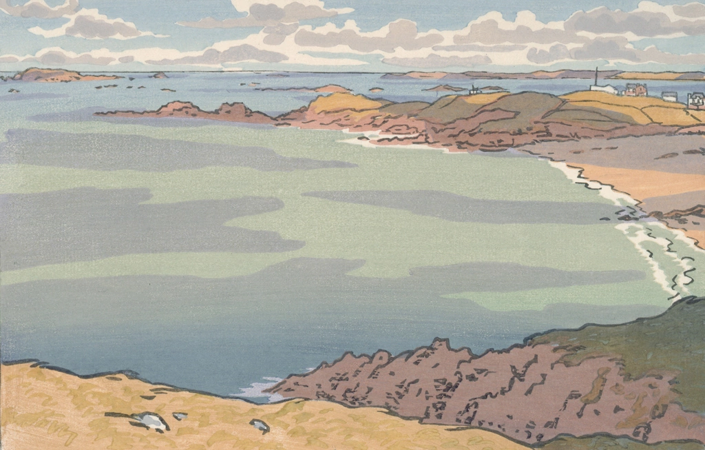 「ブルターニュ風景 ギャルド゠ゲランから眺めたデコレ岬（サン＝ブリアック）」 アンリ・リヴィエール （1890年） | 1