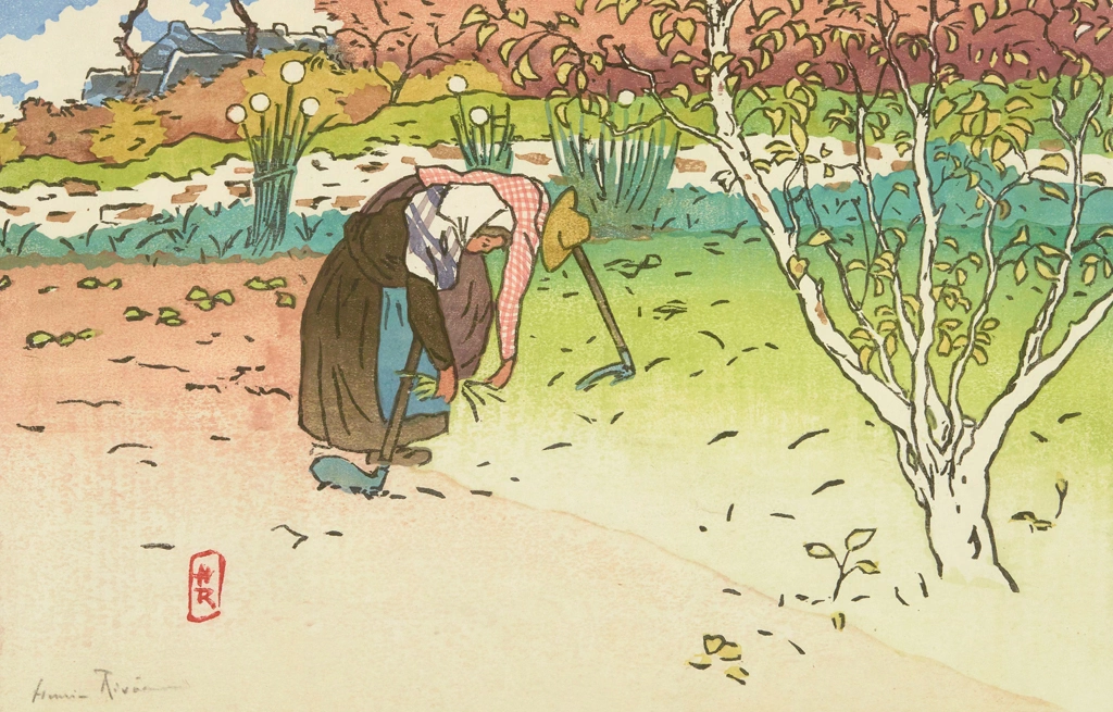 「ブルターニュ風景 ヴィル＝ユの菜園（サン＝ブリアック）」 アンリ・リヴィエール （1890年） | 1