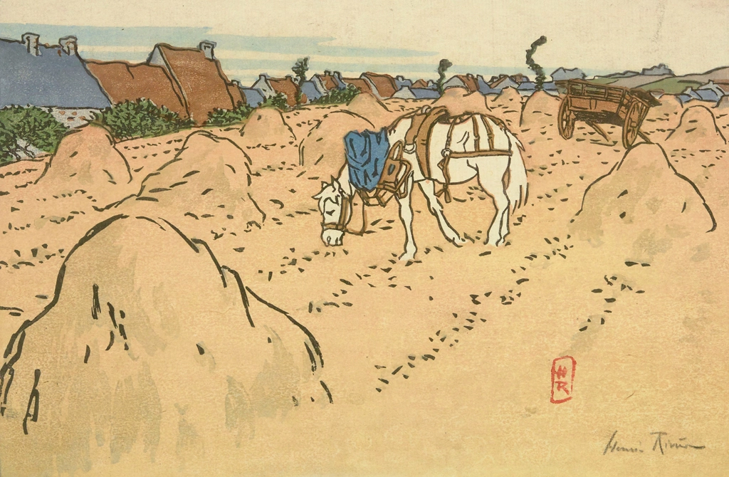 「ブルターニュ風景 馬とラ・シャペル村（サン＝ブリアック）」 アンリ・リヴィエール （1890年） | 1