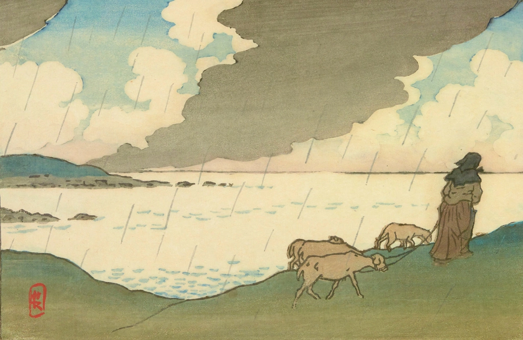 「ブルターニュ風景 にわか雨（サン＝ブリアック）」 アンリ・リヴィエール （1890年） | 1